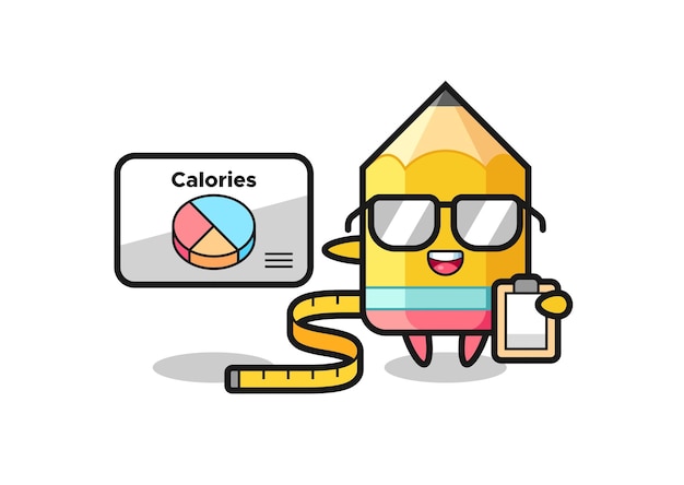 Illustration of pencil mascot as a dietitian , cute style design for t shirt, sticker, logo element