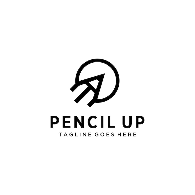 Illustration of pencil shape flying up made modern logo design