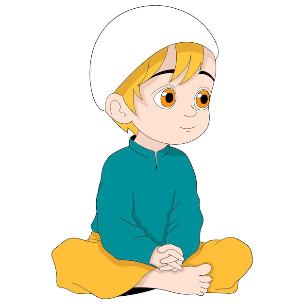 ラマダンの間イスラム教徒が神を崇拝している宗教活動を行っている人々のイラスト
