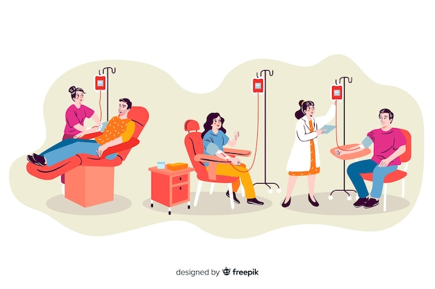 Illustration of people donating blood