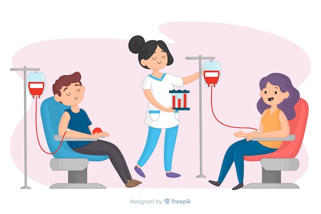 Illustration of people donating blood