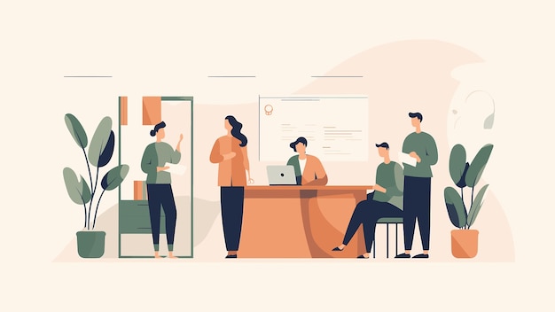 Vector illustration of a people meeting in office business work