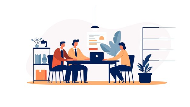 Vector illustration of a people meeting in office business work