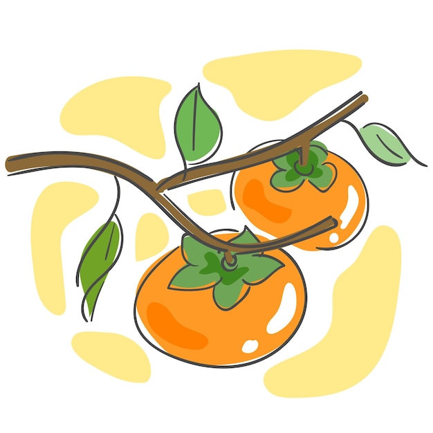 Vector an illustration of a persimmon tree