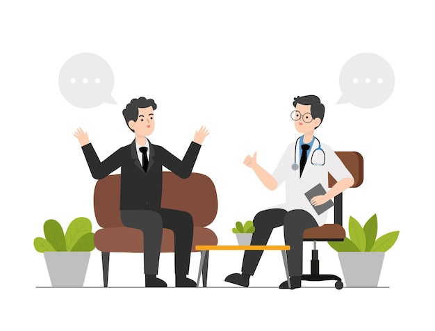 Illustration of a person consulting a psychiatristpeople go see a psychiatrist