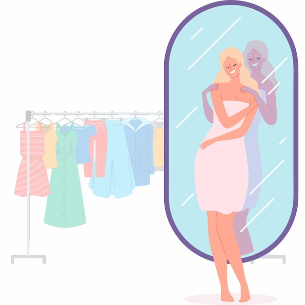 illustration of a person in front of a mirror