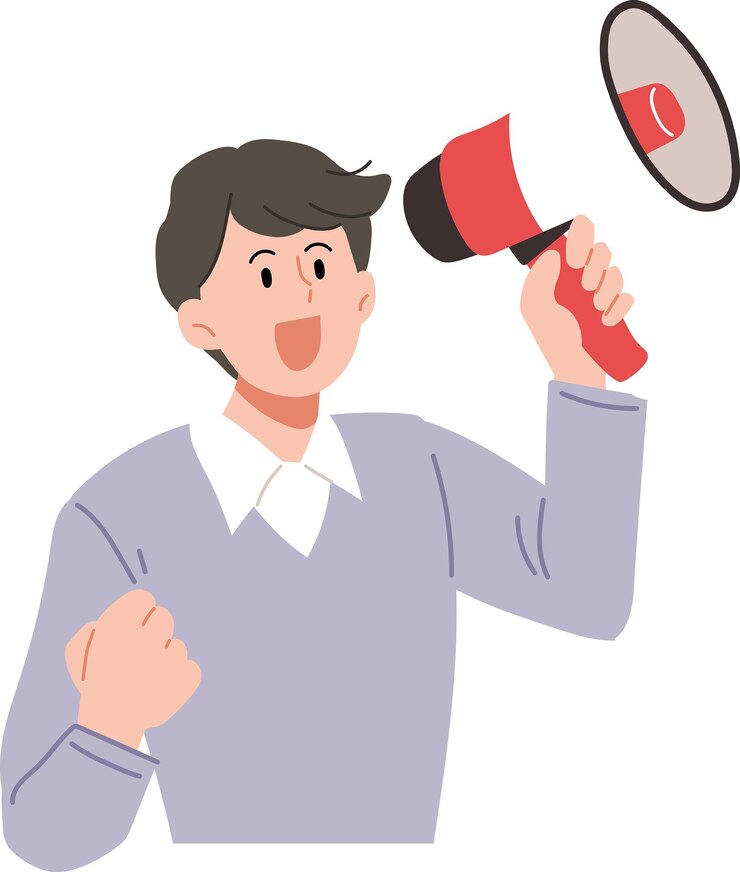 Vector メガフォンを握っている人のイラスト