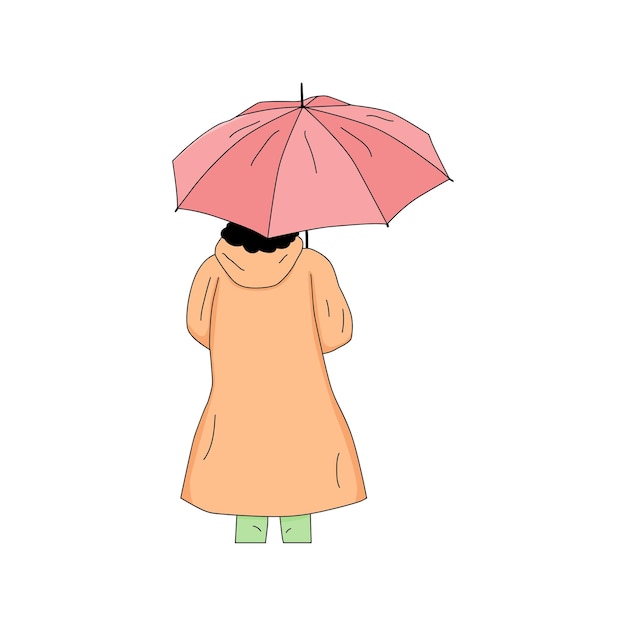 傘をさしている人のイラスト 雨の中、傘をさす人々