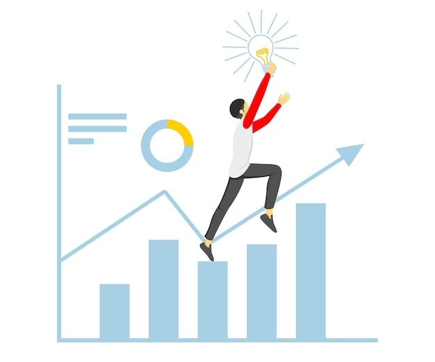 Illustration of person jumping in flat style suitable for landing page