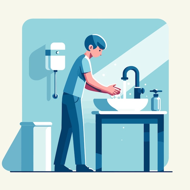 illustration of a person washing hands at a sink