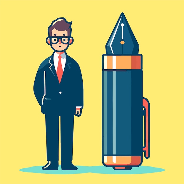 Vector illustration of a person with a giant pen