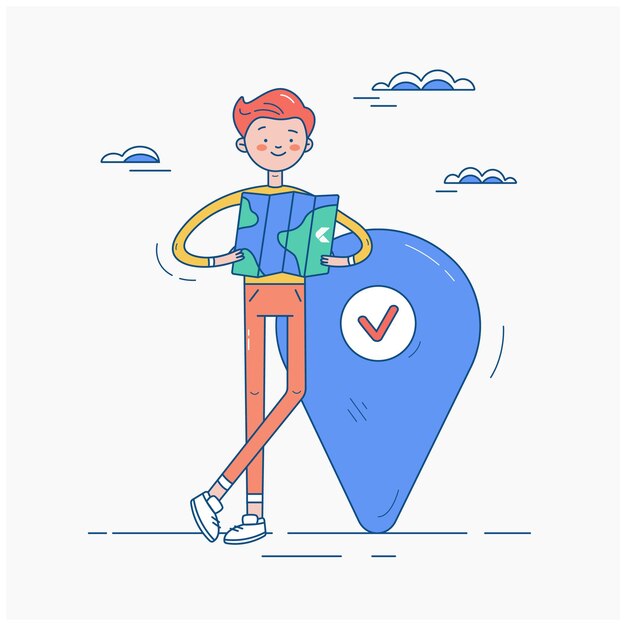 Vector illustration of a person with map pointer