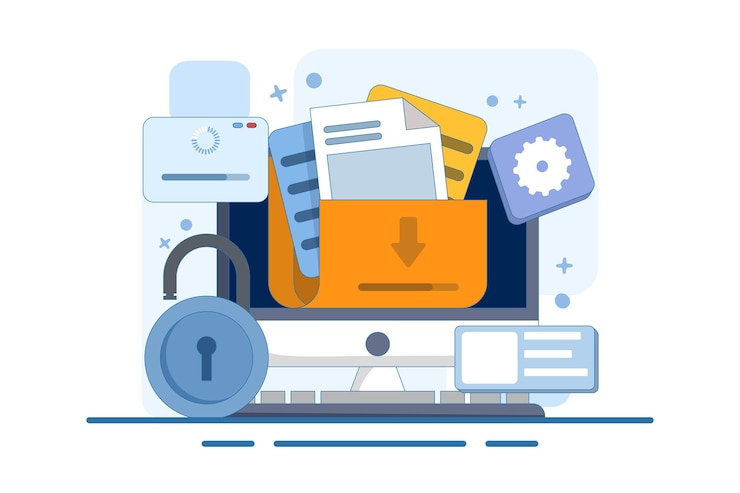 Vector illustration personal data protection concept or cyber security and information privacy security