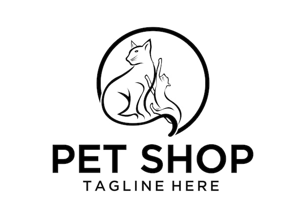 Illustration Pet Shop Logo . Pet logo design . cat logo . Animal Pet Care Logo,Pet House,Vet ,