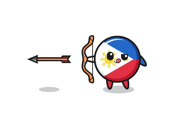 Illustration of philippines flag character doing archery