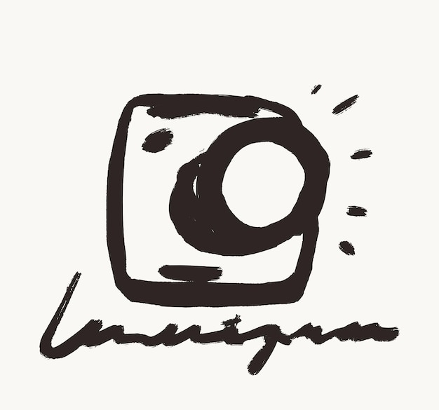 Illustration of photo camera with abstract lettering, icons, labels