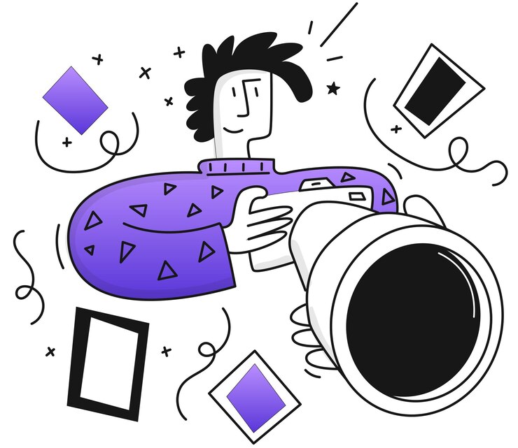 Vector illustration of a photography man holding a camera