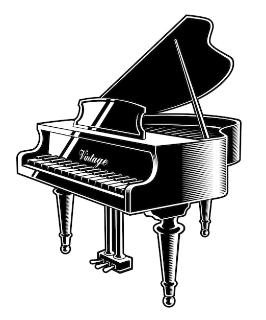 Illustrazione del pianoforte. isolato sullo sfondo bianco.