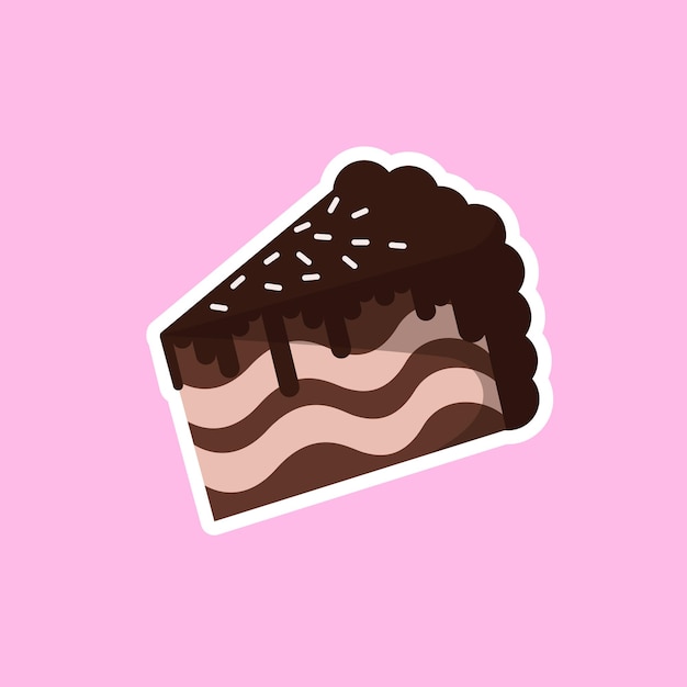 Vector illustration of a piece of cake. sweet utsok cake with filling and topping. cake with whipped cream.