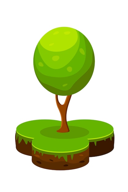 Illustration of a piece of land and a green tree