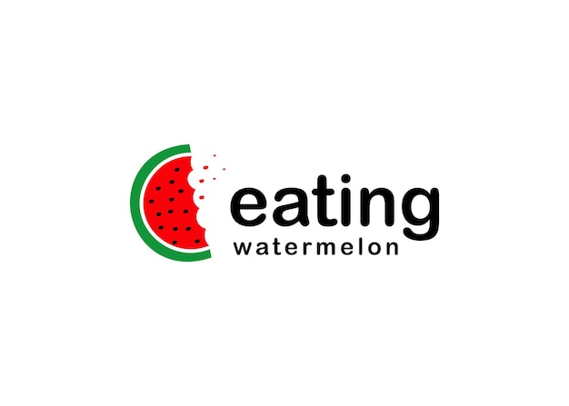 Illustration of a piece of watermelon fruit with many bite marks there logo design