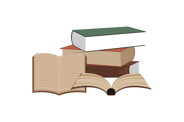 Illustration of a pile of books for reading