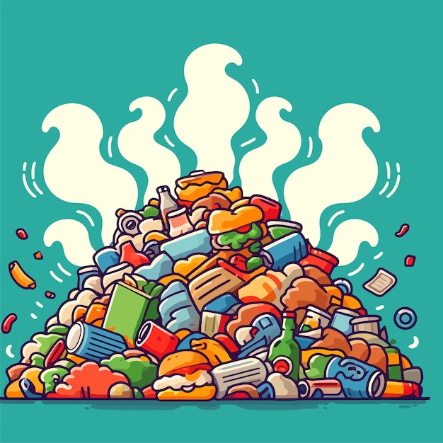 Vector illustration of a pile of garbage with a strong stench