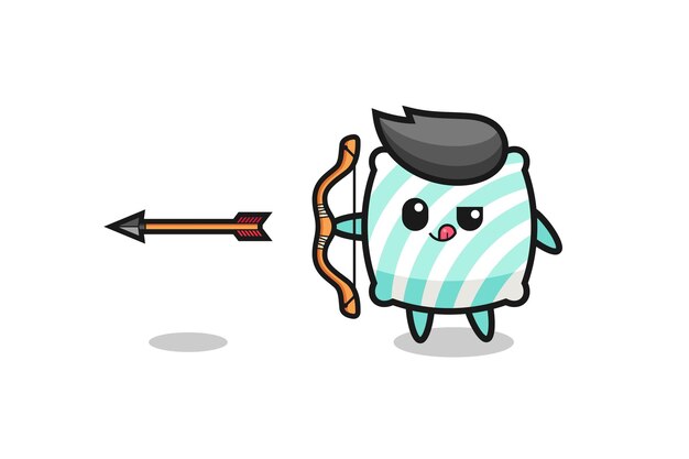 Illustration of pillow character doing archery