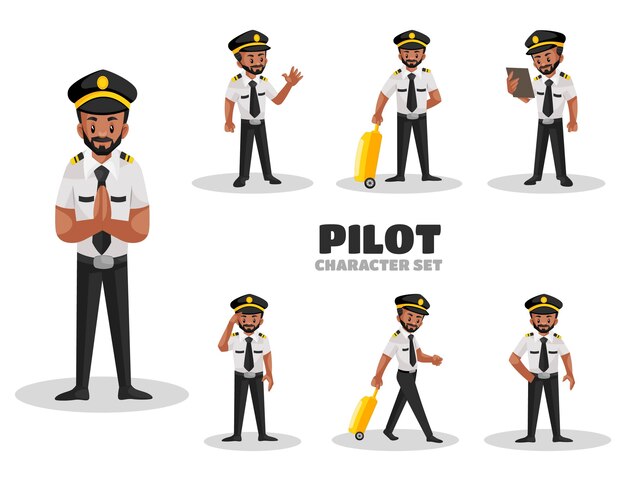 Illustration Of Pilot Character Set