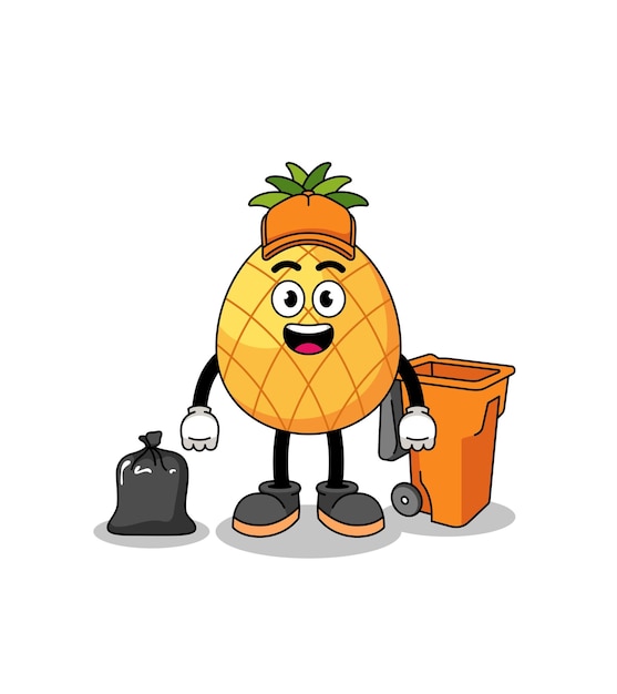Иллюстрация ананасового мультфильма как сборщика мусора
