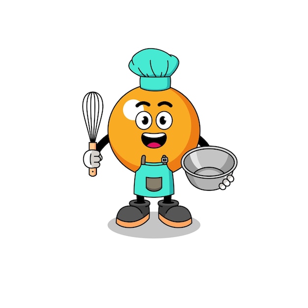 Illustration of ping pong ball as a bakery chef character design