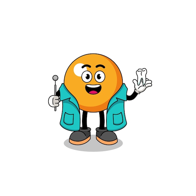 Vector illustration of ping pong ball mascot as a dentist character design