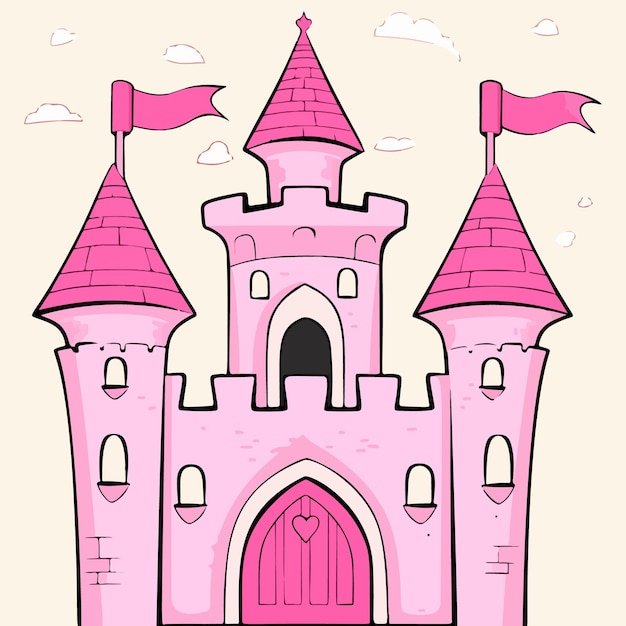 Illustrazione di un castello rosa in un vettore