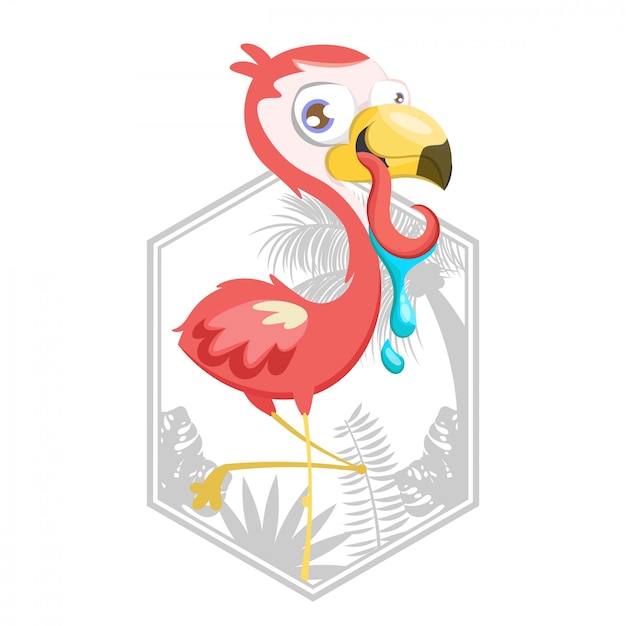 Vector illustration of pink flamingo