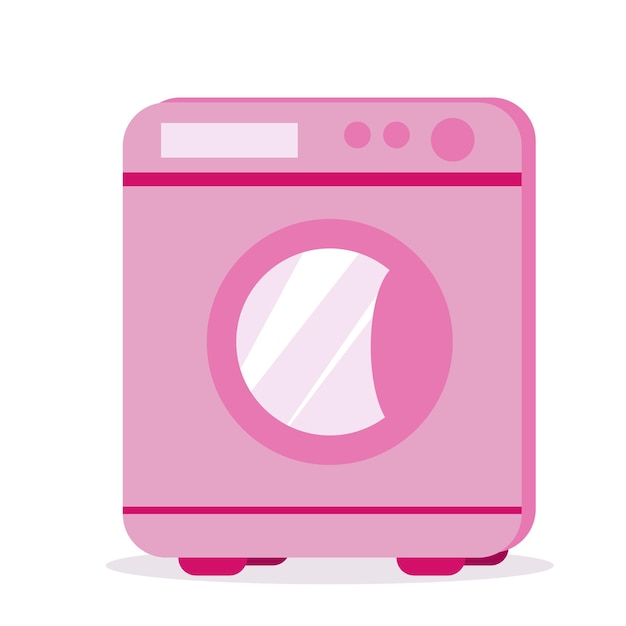 Illustrazione di una lavatrice rosa. cartone animato isolato