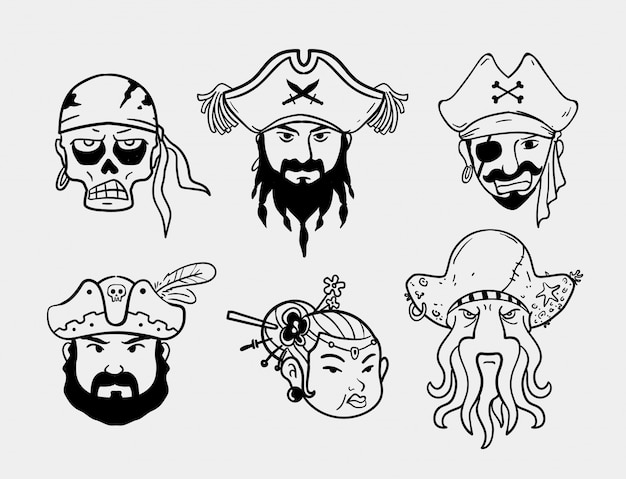 illustration of pirate faces