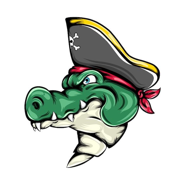 The illustration of the pirates crocodile using the pirates hat for the mascot big ship