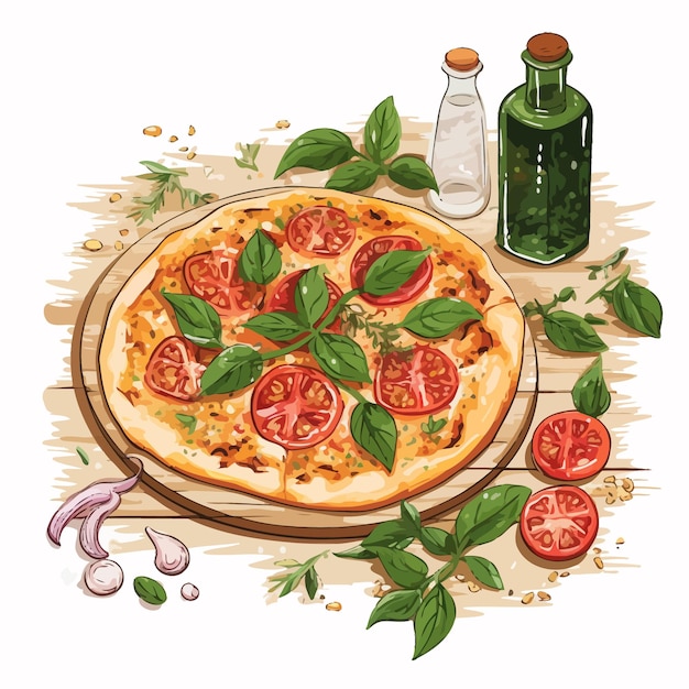 Vettore illustrazione di una pizza