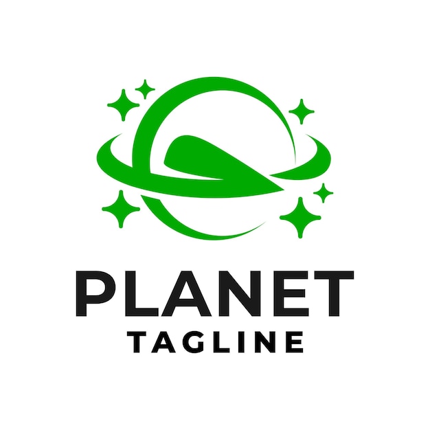 Illustration of planet with a ring leaf good for any business related to environment and space