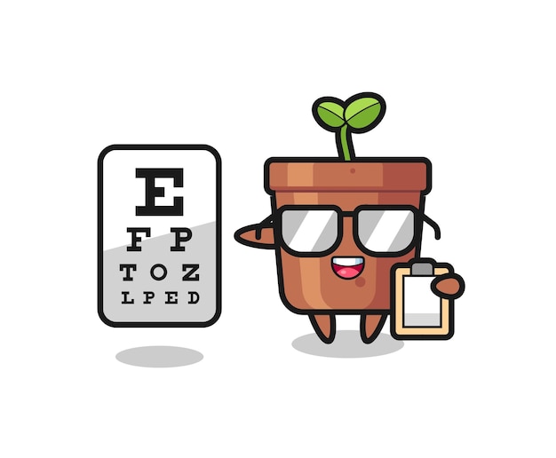 Illustration of plant pot mascot as an ophthalmology