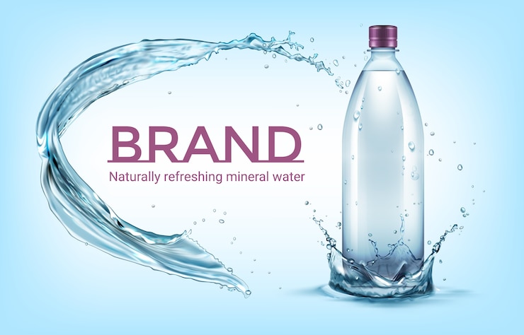 Vector illustration of plastic bottle standing in water crown