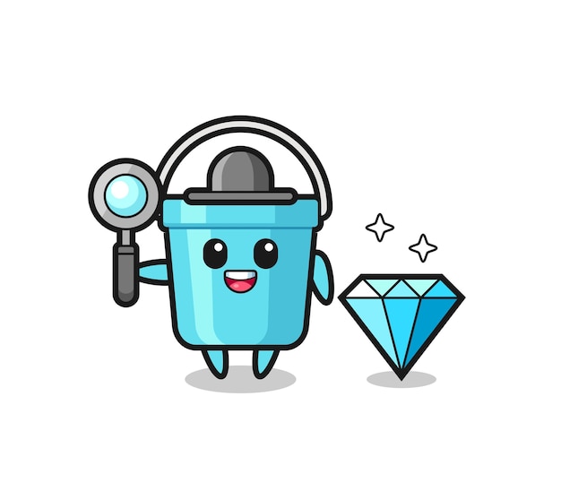 Illustration of plastic bucket character with a diamond