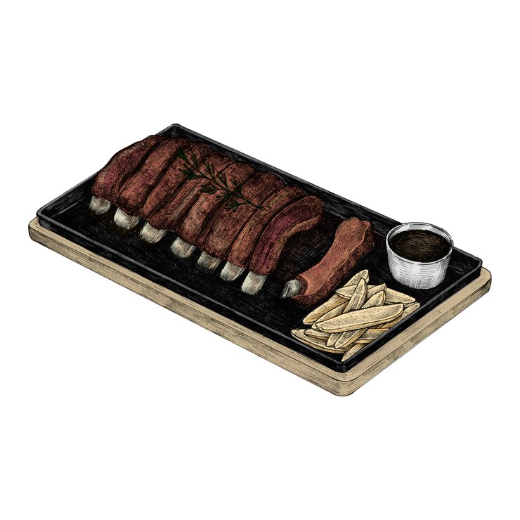 Vector bbqリブのプレートのイラスト