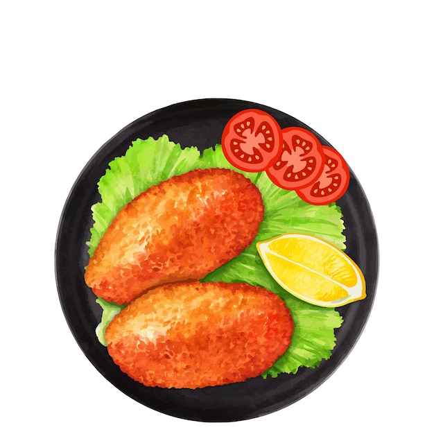 Illustration of a plate of breakfast menu