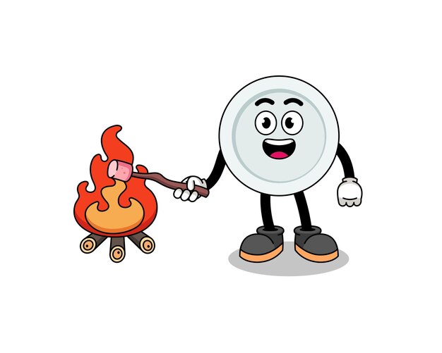 Illustration of plate burning a marshmallow