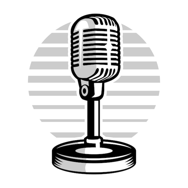 Illustration of podcasting microphone recording