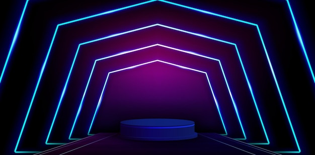 Vector illustration of podium backgrounds with glowing lights stage for signs corporate, advertisement ads