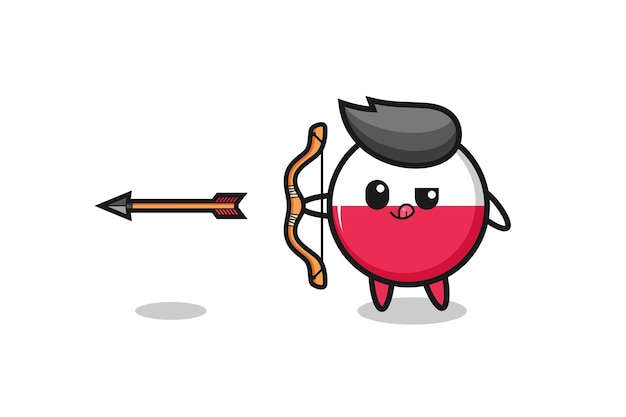 Illustration of poland flag character doing archery