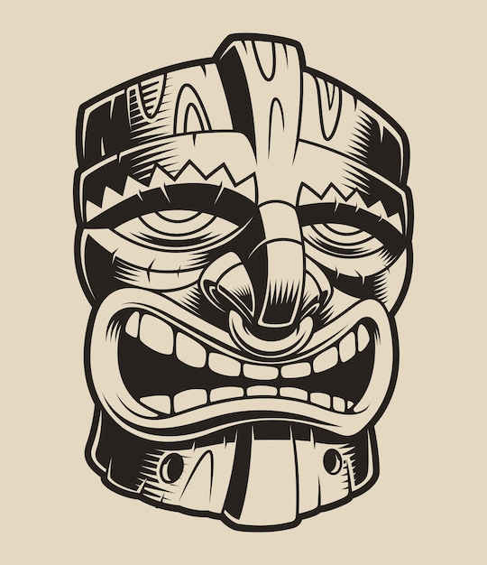 Illustrazione della maschera tiki polianese su uno sfondo bianco.