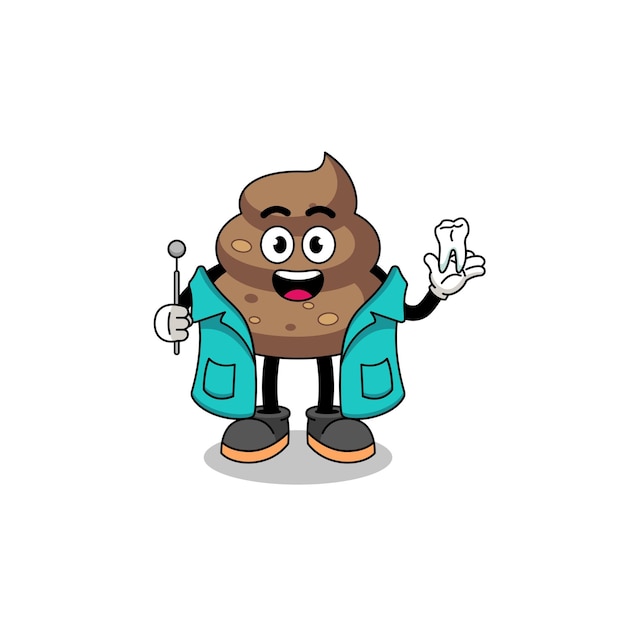 Vector illustration of poop mascot as a dentist